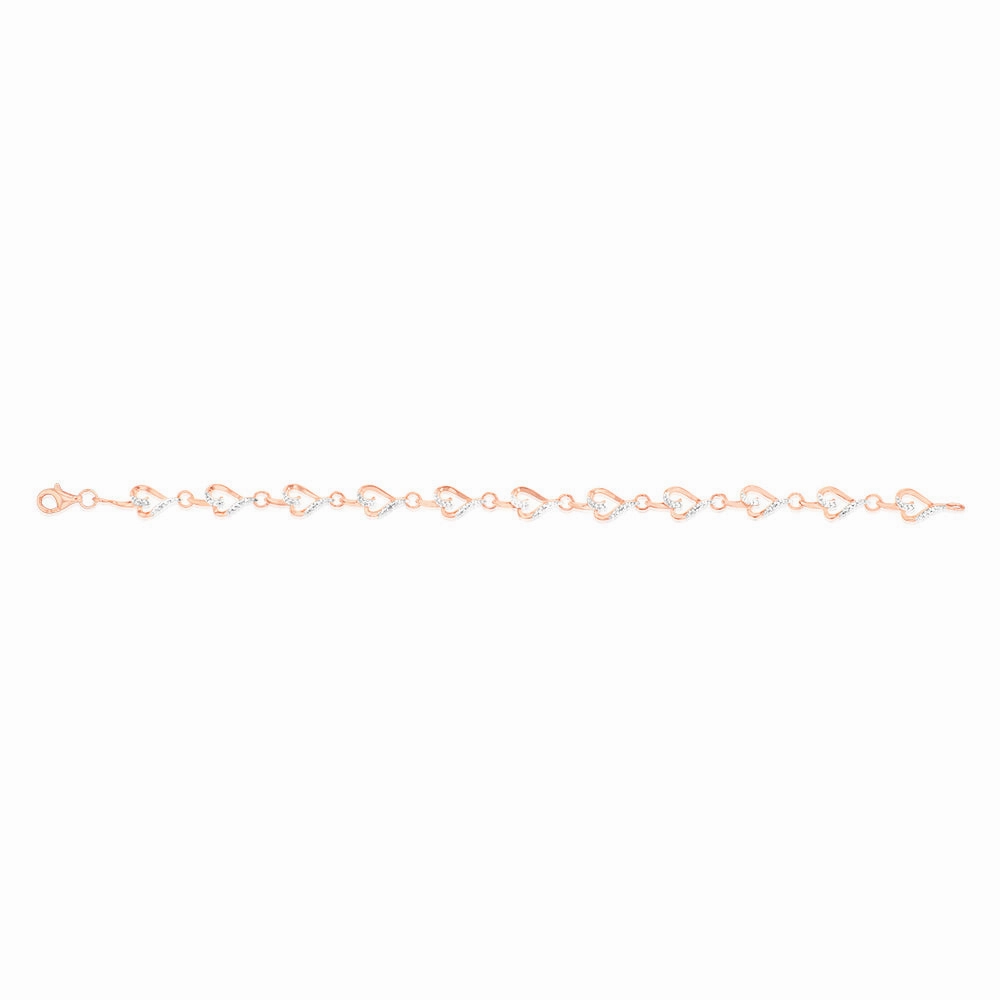 7 Diamonds Heart Bracelet in Rose Gold Plated Silver