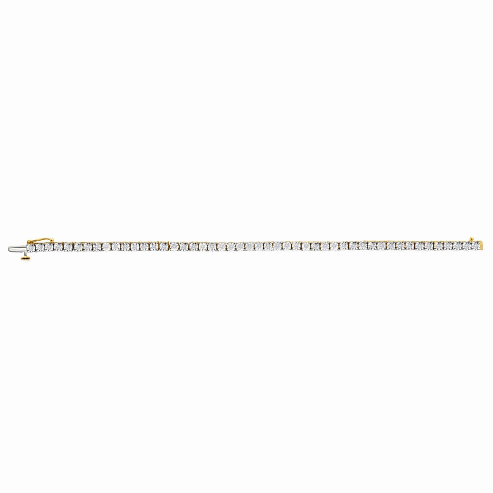 9ct Charming 1/4 Carat Yellow Gold Diamond Tennis Bracelet 18cm