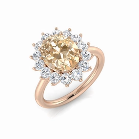 9ct Rose Gold 2.33ct Morganite And 0.79ct Round Brilliant Cut Diamond Cluster Ring