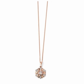9ct Rose Gold Morganite and Diamond Flower Pendant