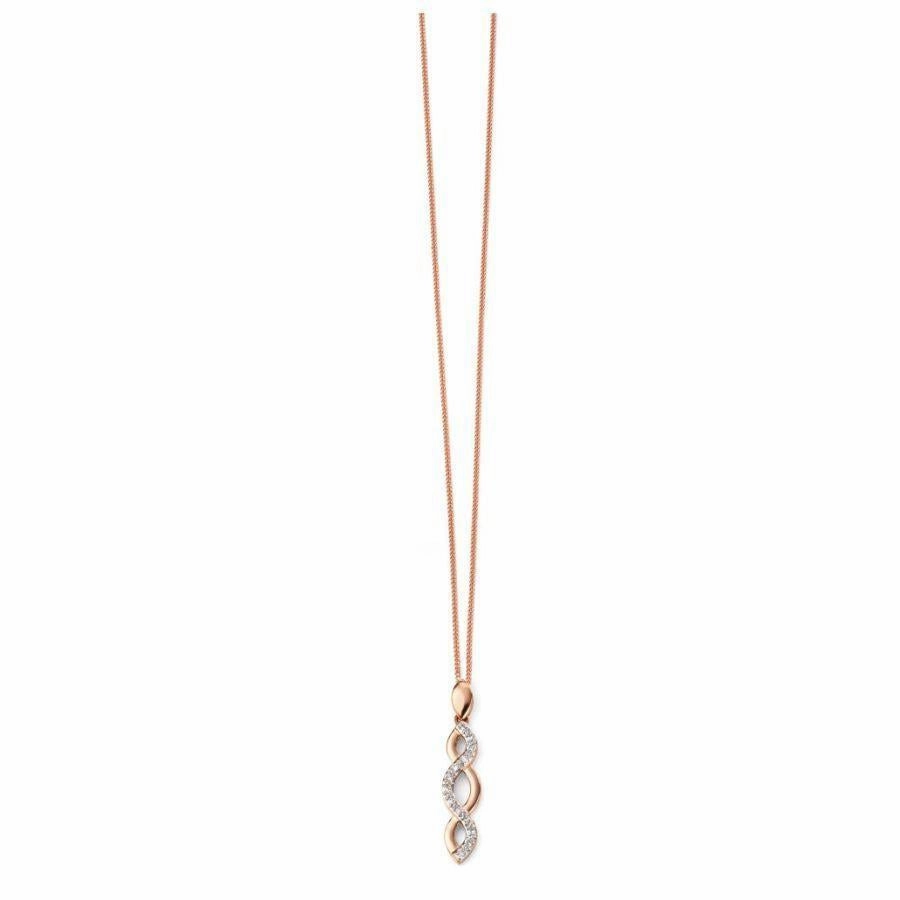 9ct Rose Gold Pave Set Diamond Open Twist Pendant