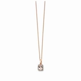 9ct Rose Gold Pink Morganite & Diamond Halo Cluster Pendant