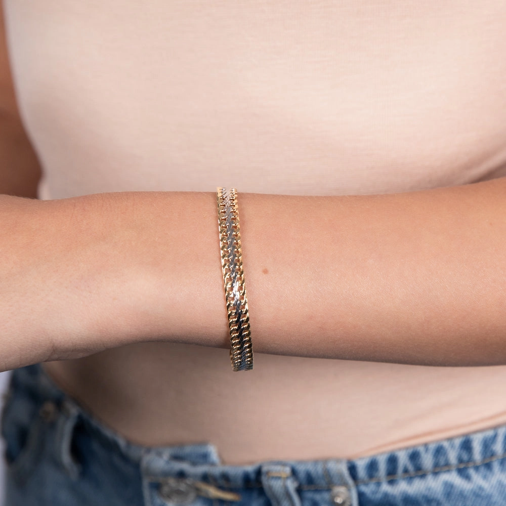9ct Two Tone Gold Infinity 19cm Bracelet