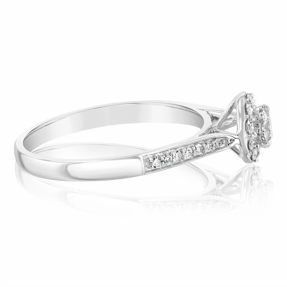 9ct White Gold 0.30 Carat Diamond Halo Solitaire Ring