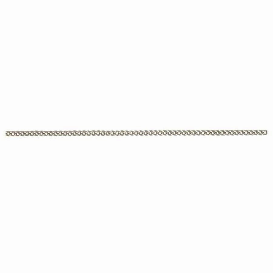 9ct White Gold 16" Filed Curb Link Necklace