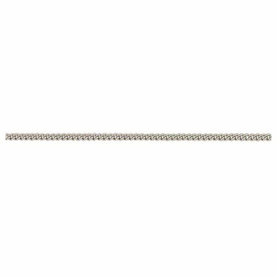 9ct White Gold 16" Filed Curb Link Necklace