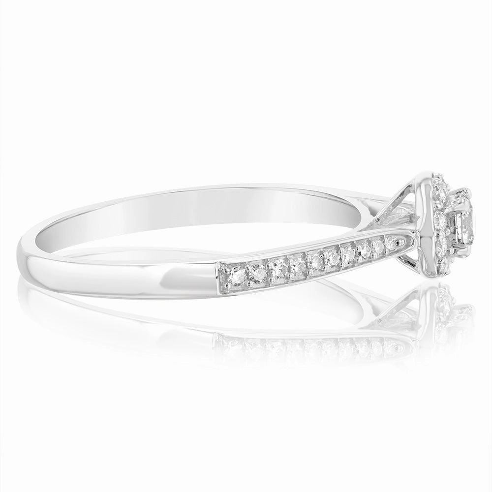 9ct White Gold 1/4 Carat Diamond Halo Solitaire Ring