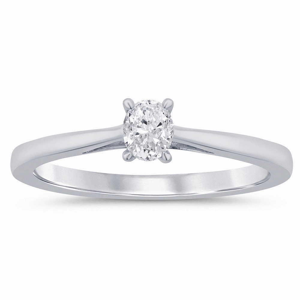 9ct White Gold 1/5 Carat Oval Diamond Solitaire Ring