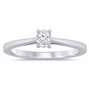 9ct White Gold 1/5 Carat Oval Diamond Solitaire Ring