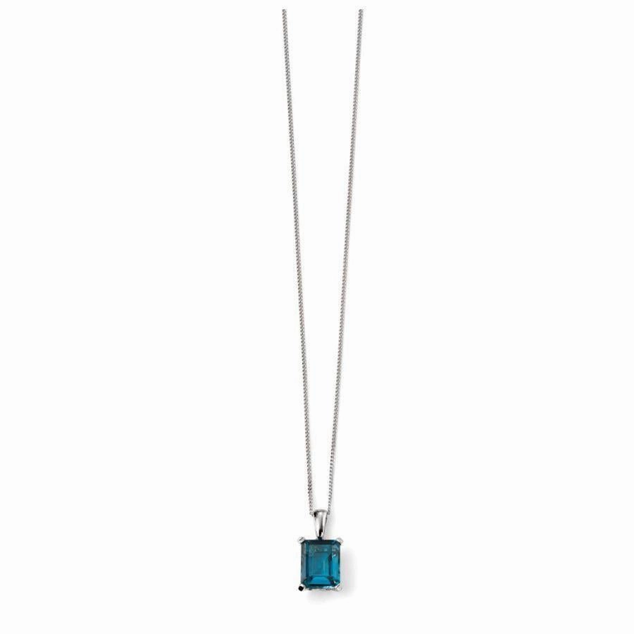 9ct White Gold Blue Topaz Pendant (Pendant only, chains available)