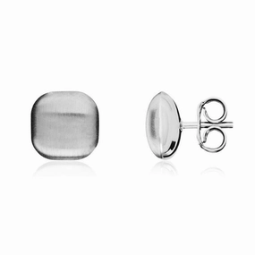9ct White Gold Cushion Shaped Satin Finish Stud Earrings