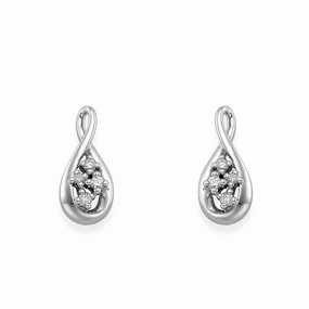 9ct White Gold Diamond Drop Earrings