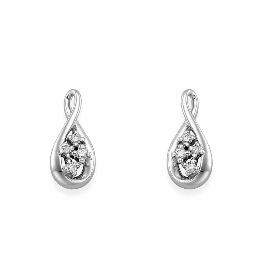 9ct White Gold Diamond Drop Earrings