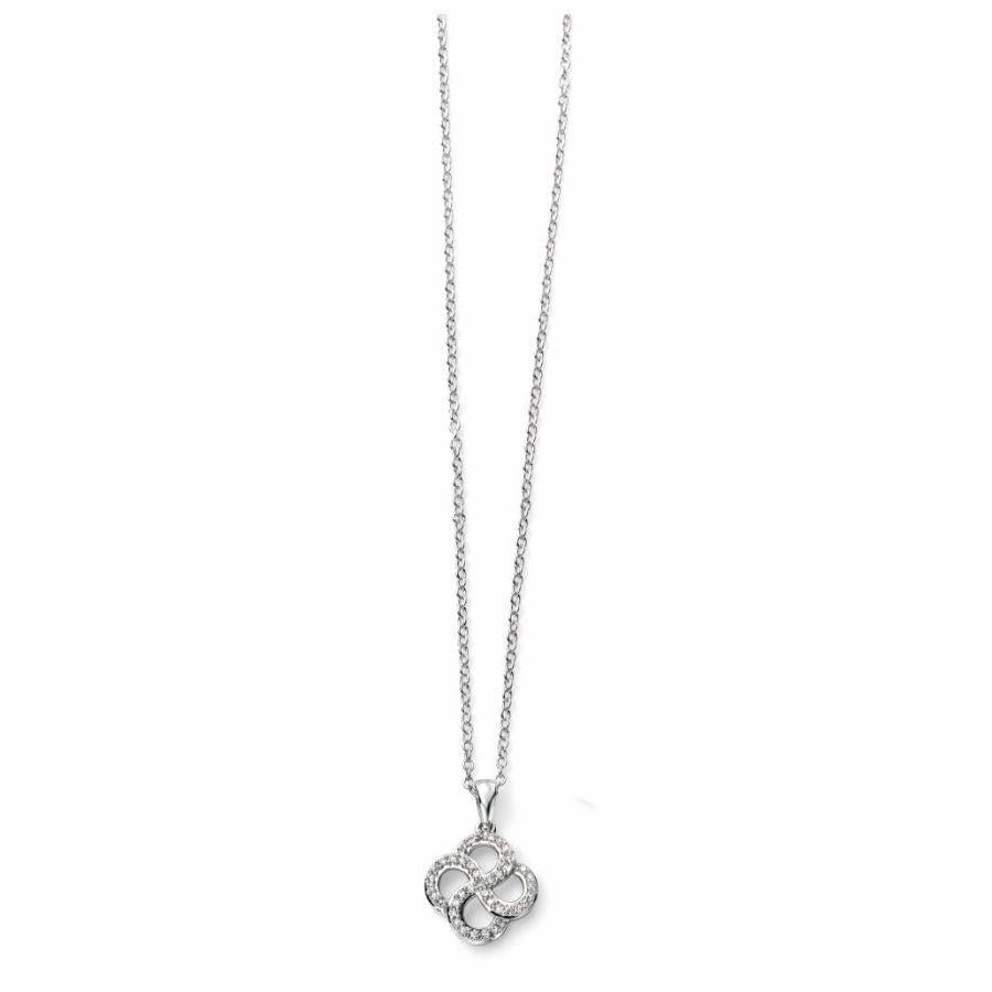 9ct White Gold Diamond Set Open Clover Leaf Pendant
