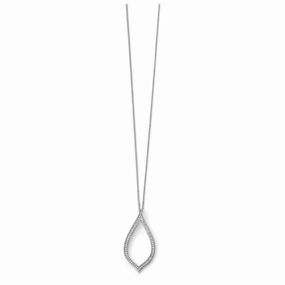 9ct White Gold Diamond Set Open Leaf Pendant