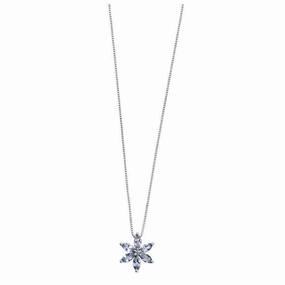 9ct White Gold Marquise Cut Tanzanite & Diamond Flower Pendant