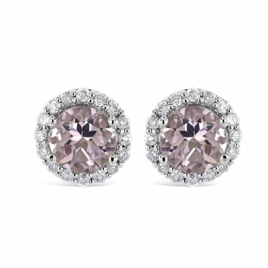 9ct White Gold Morg/16di Rnd Stud