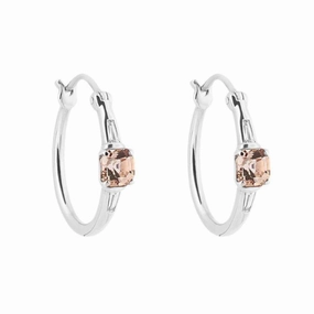 9ct White Gold Morganite & Diamond Hoop Earrings