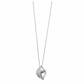 9ct White Gold Pave Set Diamond Leaf Pendant