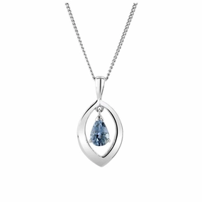 9ct White Gold Pear Shape Aquamarine pendant
