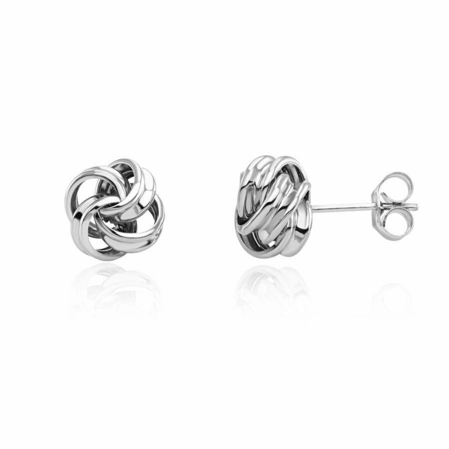 9ct White Gold Polished Knot Stud Earrings