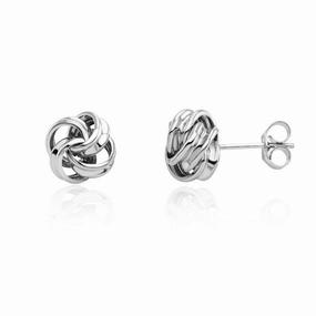 9ct White Gold Polished Knot Stud Earrings