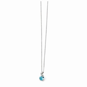 9ct White Gold Round Cut Blue Topaz & Diamodn Twist Pendant