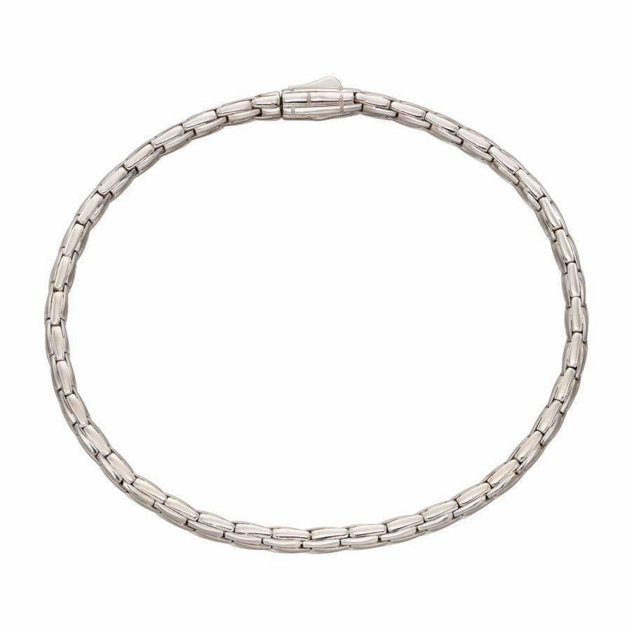 9ct White Gold Snake Effect Link Bracelet