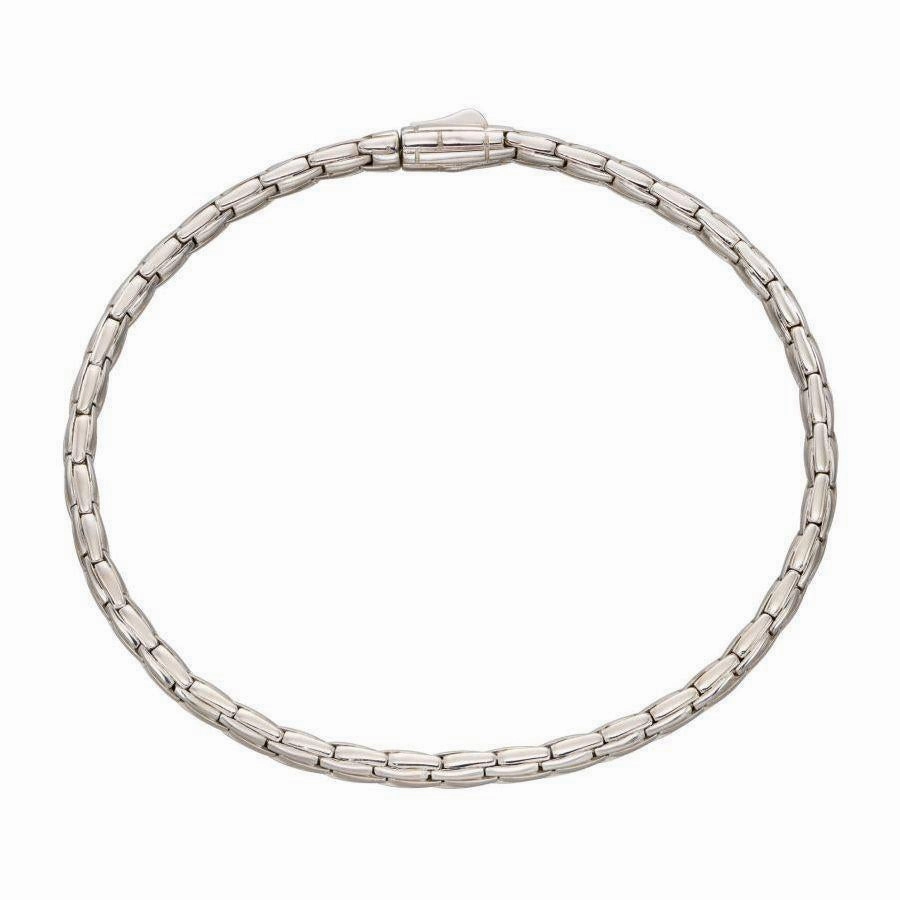 9ct White Gold Snake Effect Link Bracelet
