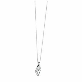 9ct White Gold Solitaire Diamond Twist Pendant