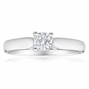 9ct White Gold Solitaire Ring With 0.30 Carat 4 Claw Set Diamond