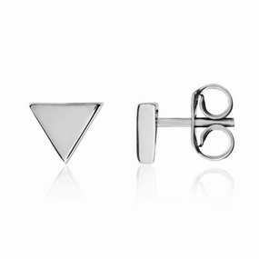 9ct White Gold Triangular Stud Earrings