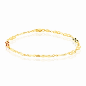 9ct Yello Gold Coloured Enamel On Double Sided Infinity 19.1cm Bracelet