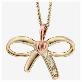 9ct yellow and rose gold Tree of Life Bow Pndt   18' chn