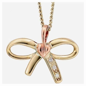 9ct yellow and rose gold Tree of Life Bow Pndt   18' chn