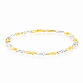 9ct Yellow And White Gold Two Tone Fancy 19.1cm Bracelet