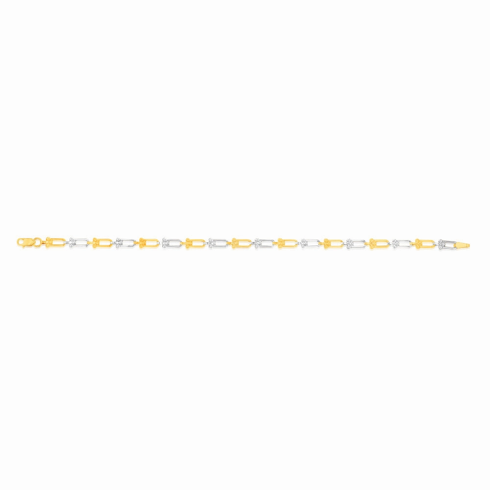 9ct Yellow And White Gold Two Tone Fancy 19.1cm Bracelet