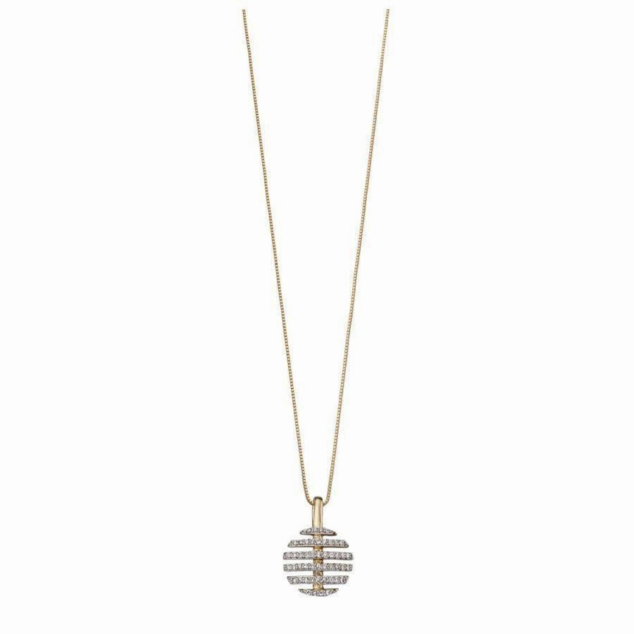 9ct Yellow god Diamond Split Disc Pendant