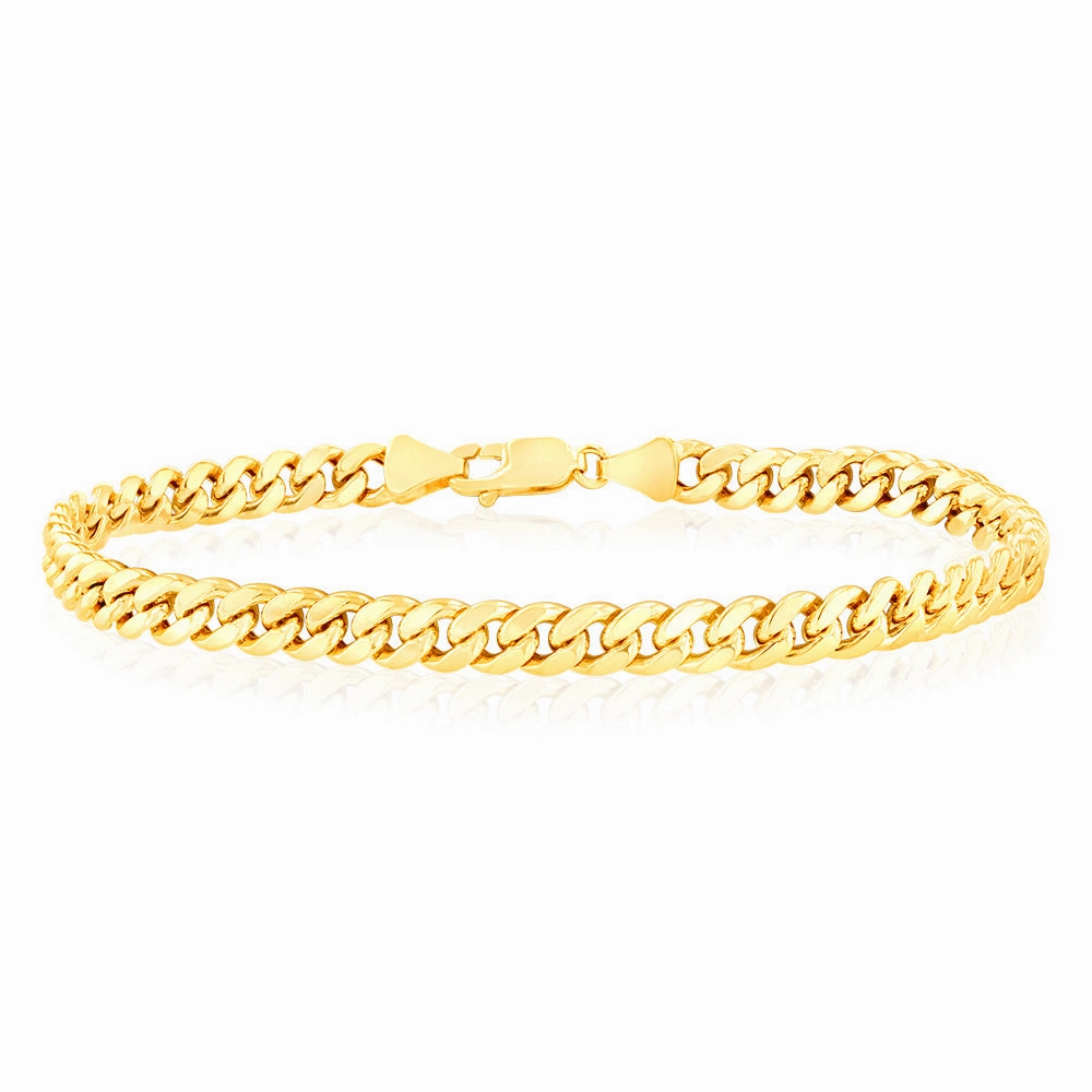 9ct Yellow Gold 140 Gauge Light Miami 21cm Bracelet