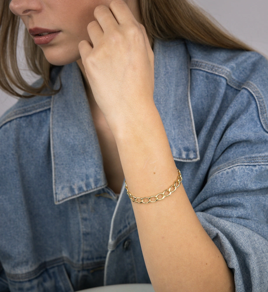 9ct Yellow Gold 150 Gauge Open Curb 20cm Bracelet