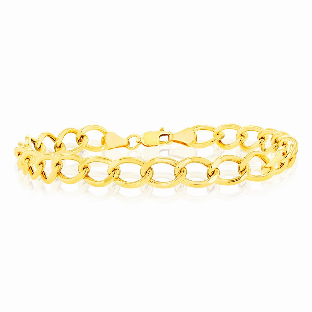 9ct Yellow Gold 150 Gauge Open Curb 20cm Bracelet