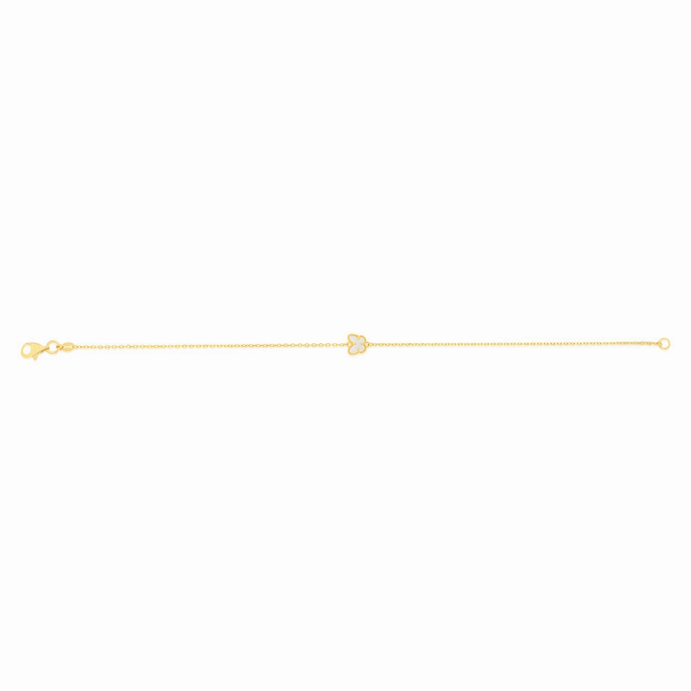 9ct Yellow Gold 19.70cm Butterfly and Mother Of Pearl Bracelet