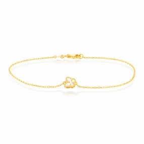9ct Yellow Gold 19.70cm Butterfly and Mother Of Pearl Bracelet