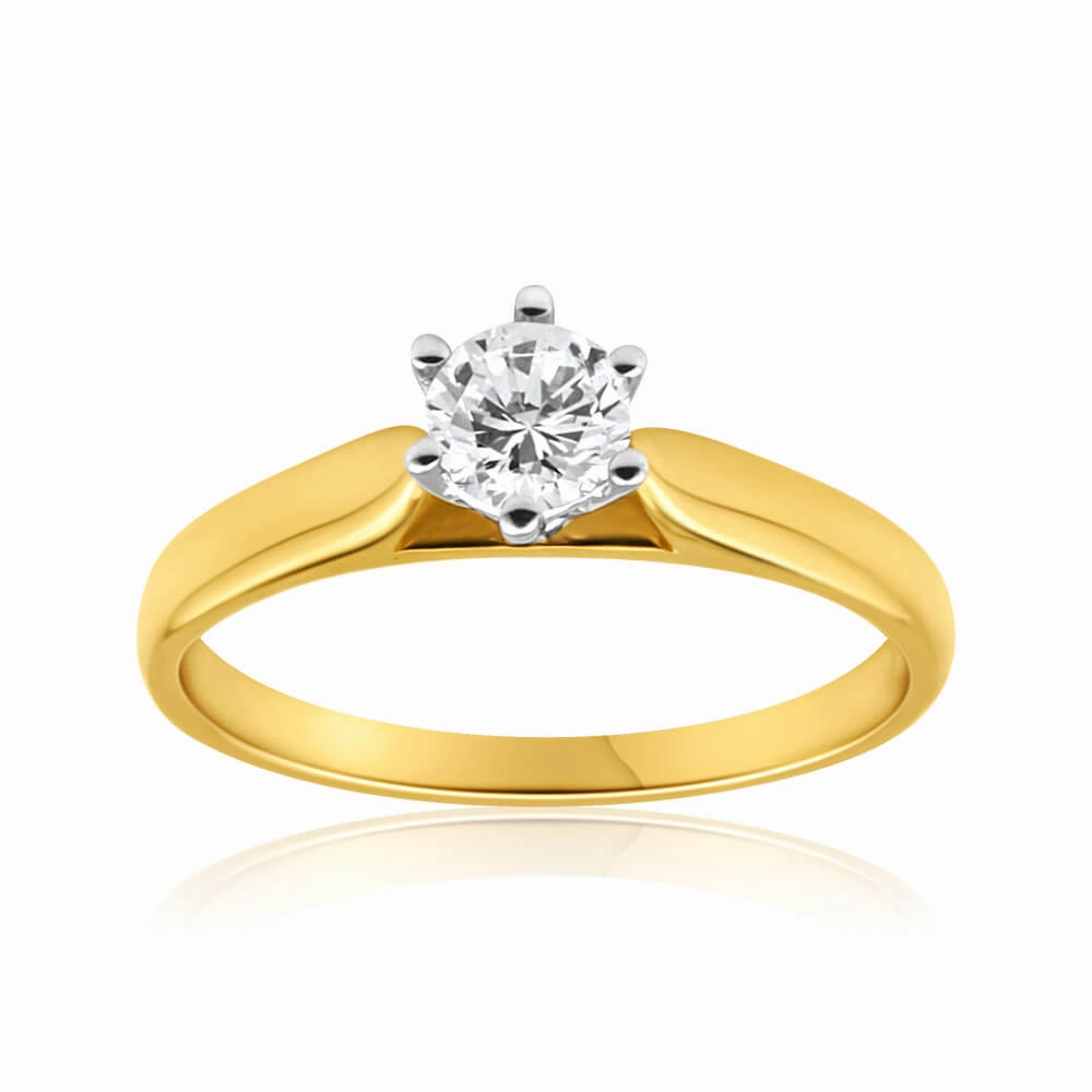9ct Yellow Gold 1/2 Carat Diamond Solitaire Ring