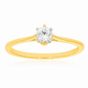 9ct Yellow Gold  1/4 Carat Diamond Solitaire Ring