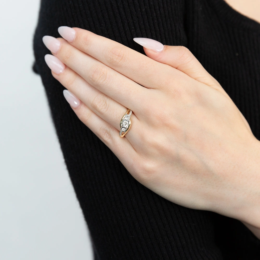 9ct Yellow Gold 1/4 Carat Diamond Trilogy Ring both