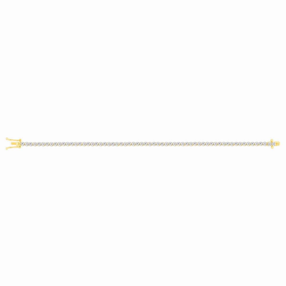 9ct Yellow Gold 1.5 Carat Natural Diamond 18cm Bracelet in