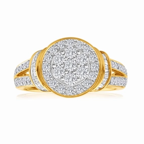 9ct Yellow Gold 1 Carat Diamond Set Cluster Ring