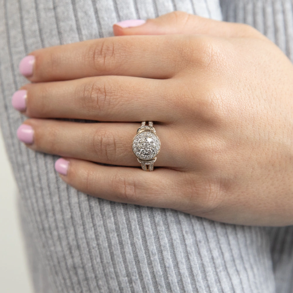 9ct Yellow Gold 1 Carat Diamond Set Cluster Ring