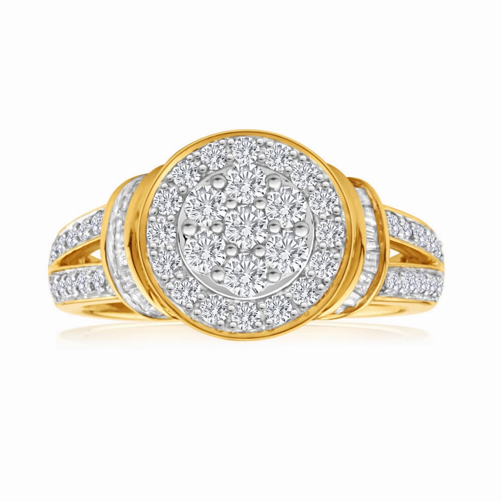 9ct Yellow Gold 1 Carat Diamond Set Cluster Ring